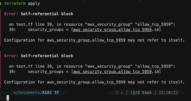 tf apply fail